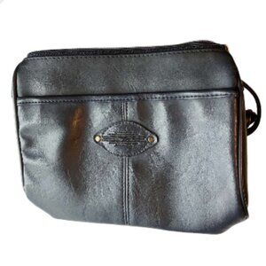 American West Navy Leather Crossbody Bag Arrow Logo (745-4)